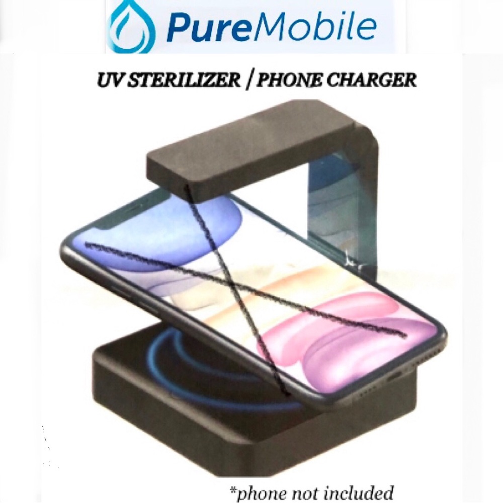 PURE MOBILE 2-in-1 UV Sanitizing wand & Phone Charger size 4x4 NWOT